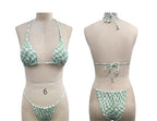 Halter Bikini Swimsuit Sexy Lace Up Plaid Solid Color Bikini Swimsuit Bella Mia
