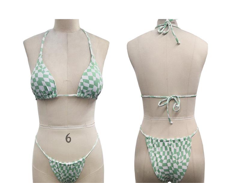 Halter Bikini Swimsuit Sexy Lace Up Plaid Solid Color Bikini Swimsuit Bella Mia