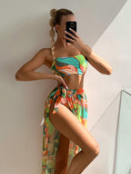 Split Swimsuit Three Piece Tube Top Bikini Sunscreen Gauze Skirt Bikini Swimsuit Bella Mia