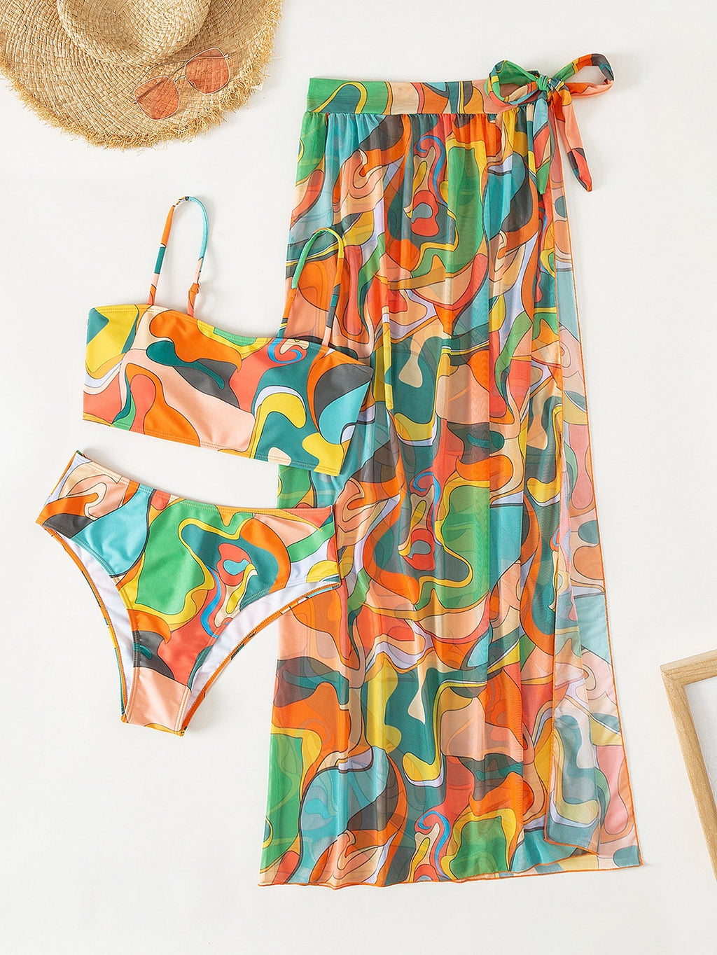 Split Swimsuit Three Piece Tube Top Bikini Sunscreen Gauze Skirt Bikini Swimsuit Bella Mia
