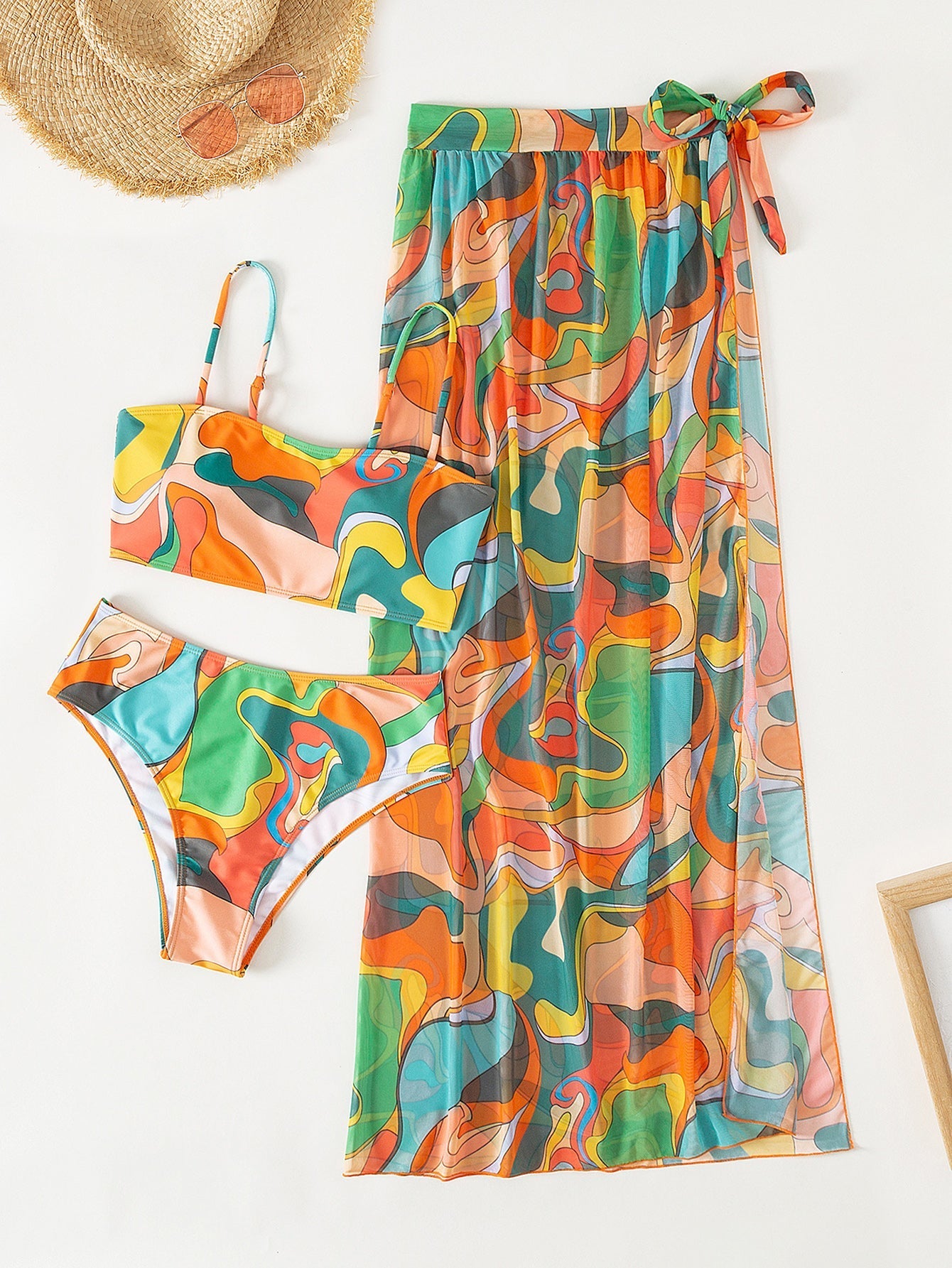 Split Swimsuit Three Piece Tube Top Bikini Sunscreen Gauze Skirt Bikini Swimsuit Bella Mia