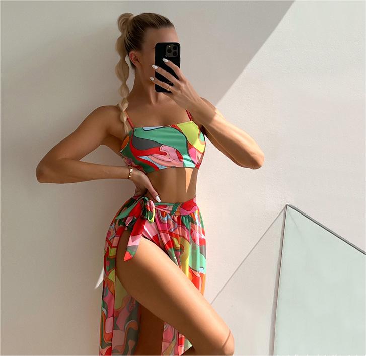 Split Swimsuit Three Piece Tube Top Bikini Sunscreen Gauze Skirt Bikini Swimsuit Bella Mia