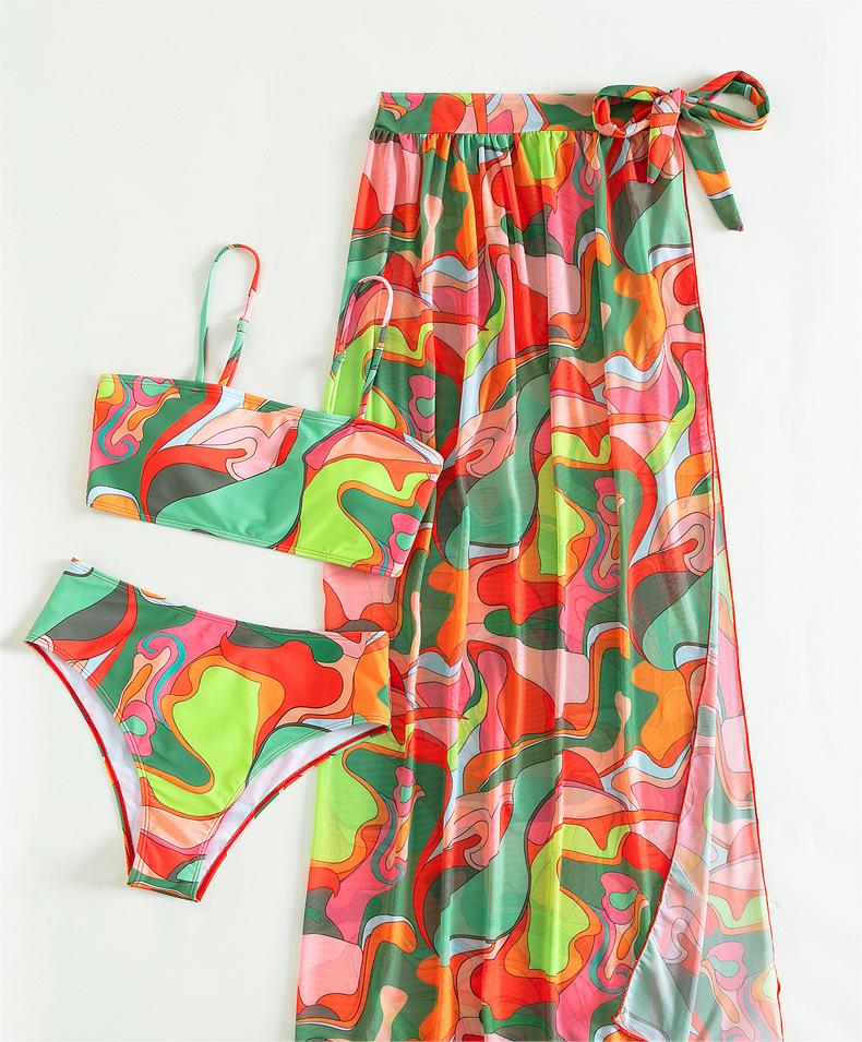 Split Swimsuit Three Piece Tube Top Bikini Sunscreen Gauze Skirt Bikini Swimsuit Bella Mia