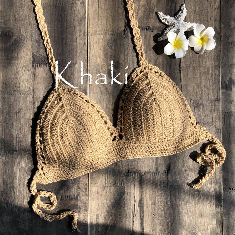Hand Crocheting Knitting Bikini Wrapped Chest Lady Sexy All-Match Spring Split Swimsuit Bella Mia