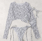 Swimsuit Long Sleeve Mesh Cover Ladies Three Piece Set Swimsuit Leopard Print Sexy Rope Bikini Bella Mia