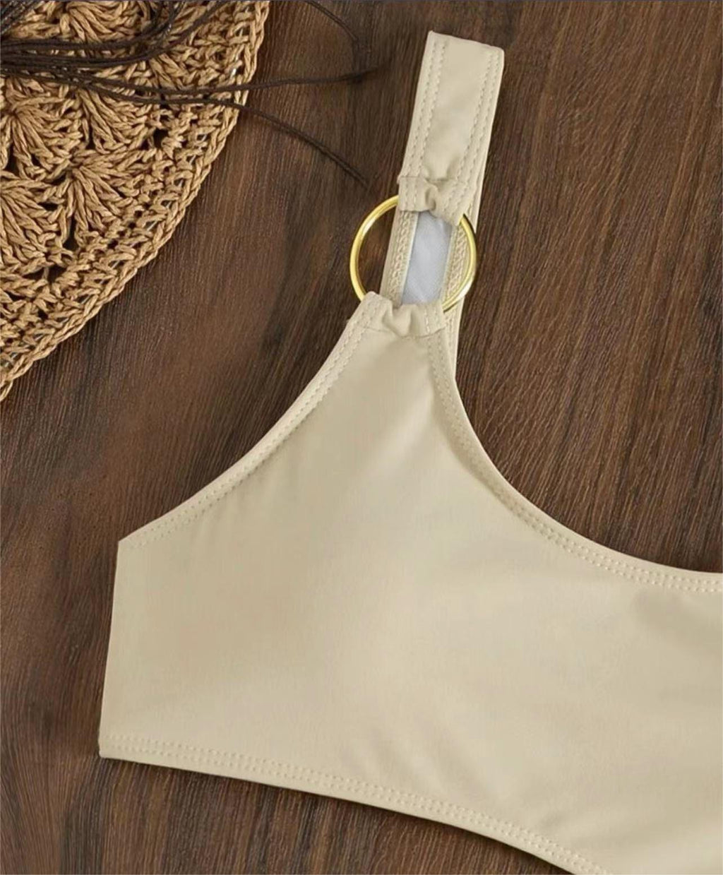Solid Color One Piece Two Piece Suit Bikini Sexy Cutout Mesh Drawstring Swimsuit Bella Mia