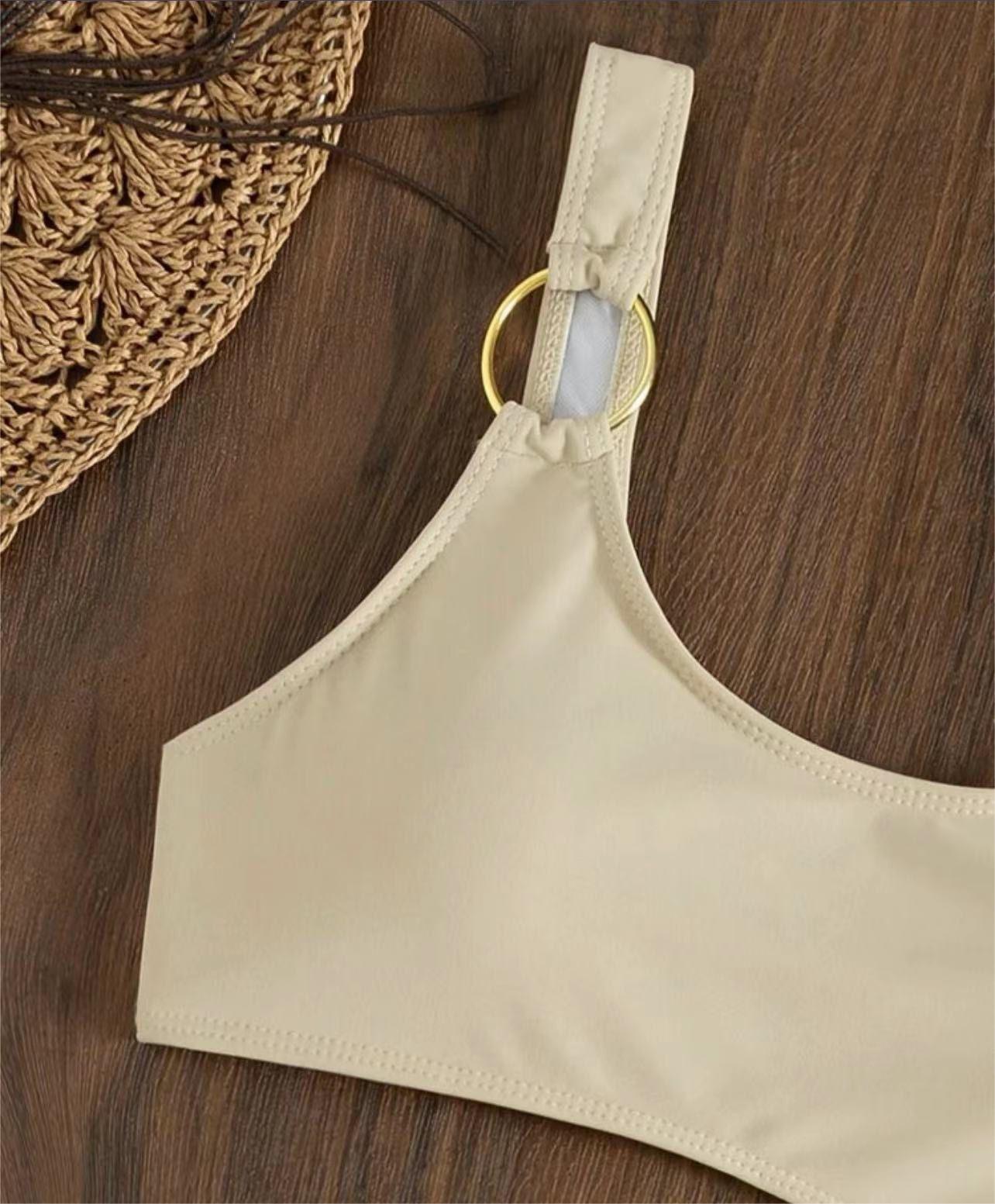 Solid Color One Piece Two Piece Suit Bikini Sexy Cutout Mesh Drawstring Swimsuit Bella Mia
