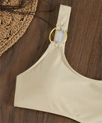 Solid Color One Piece Two Piece Suit Bikini Sexy Cutout Mesh Drawstring Swimsuit Bella Mia