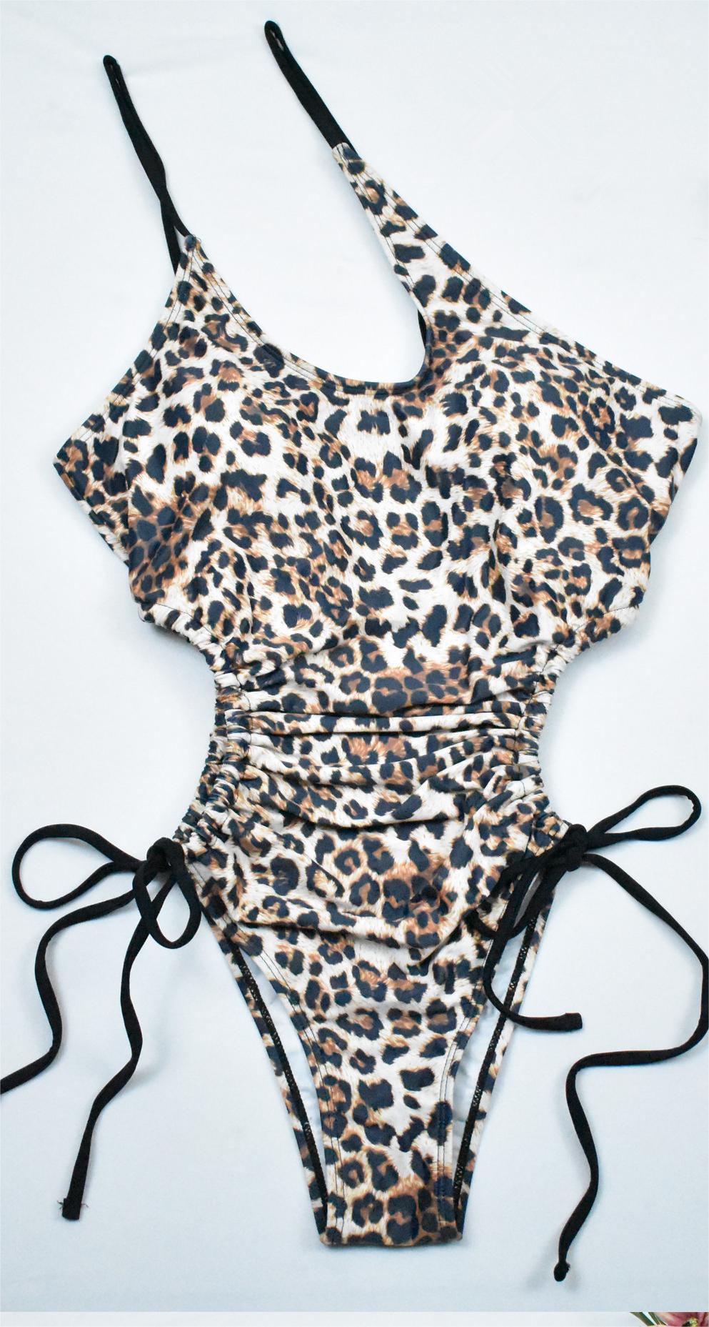 Leopard Point Retro One Shoulder One Piece Bikini Women Swimsuit Bella Mia