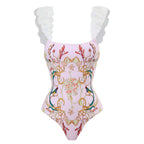 One Piece Women Swimwear Retro Cover Belly Slimming Swimsuit Chiffon Beach Dress Bella Mia