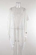 Summer Mid Length V neck Hollow Out Cutout Tassel Beachwear Holiday Shirt Seaside Sun Protection Clothing Bella Mia