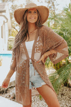 Lace Embroidered Beach Cover Up Sexy Cardigan Vacation Sun Protection Shirt Bikini Swimsuit Blouse
