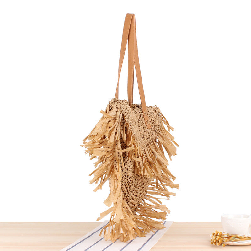 Semicircle Tassel Shoulder Straw Bag Panicle Paper Woven Bag Beach Bag Women Bag Bella Mia