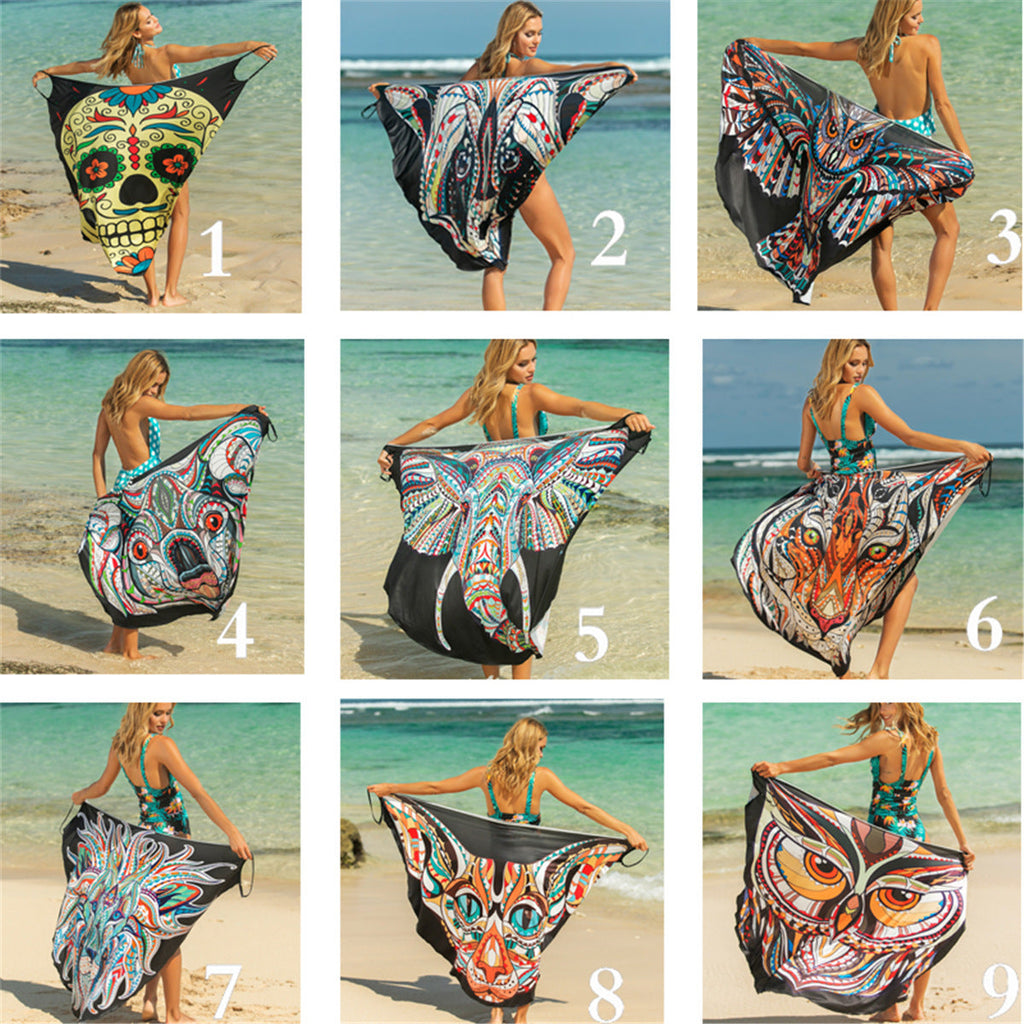 Animal Print Shawl Skirt Anti DDoS Skirt Swimsuit Outer Lining Cross Wear Irregular Asymmetric Suspender Skirt Bella Mia