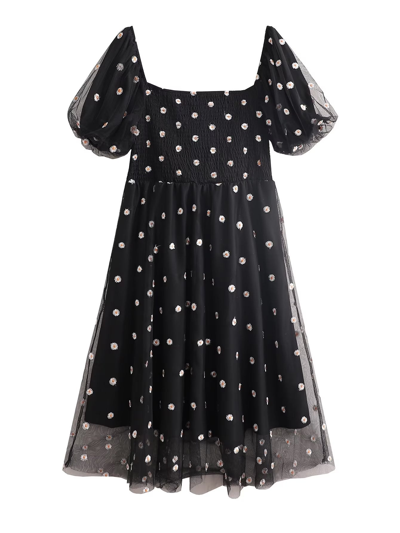 Women Black Loose Office Polka Midi Dress High Waist Dress Bella Mia