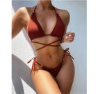 Sexy Solid Color Split Bikini Women Criss Cross Swimsuit Bella Mia