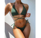 Sexy Solid Color Split Bikini Women Criss Cross Swimsuit Bella Mia
