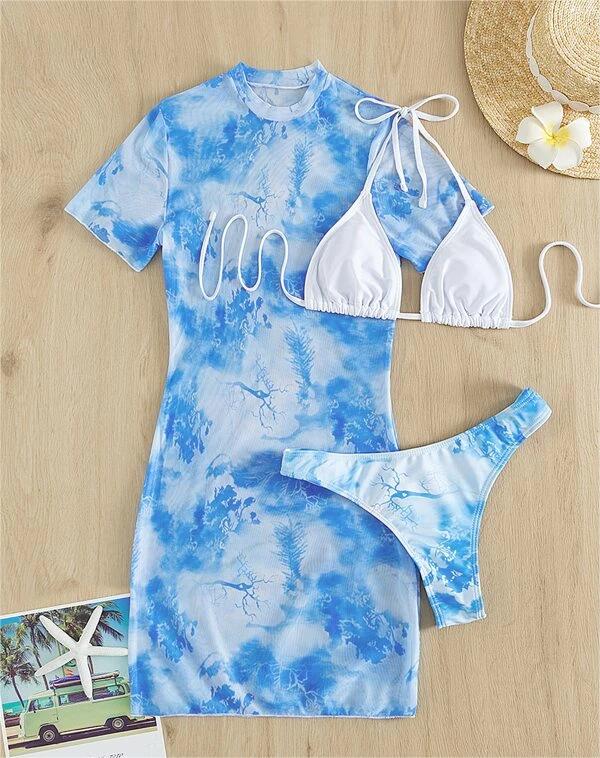 Bikini Outer Single Swimsuit Bikini Women Split Sleeved Blouse Swimsuit Three Piece Yongzh Bella Mia
