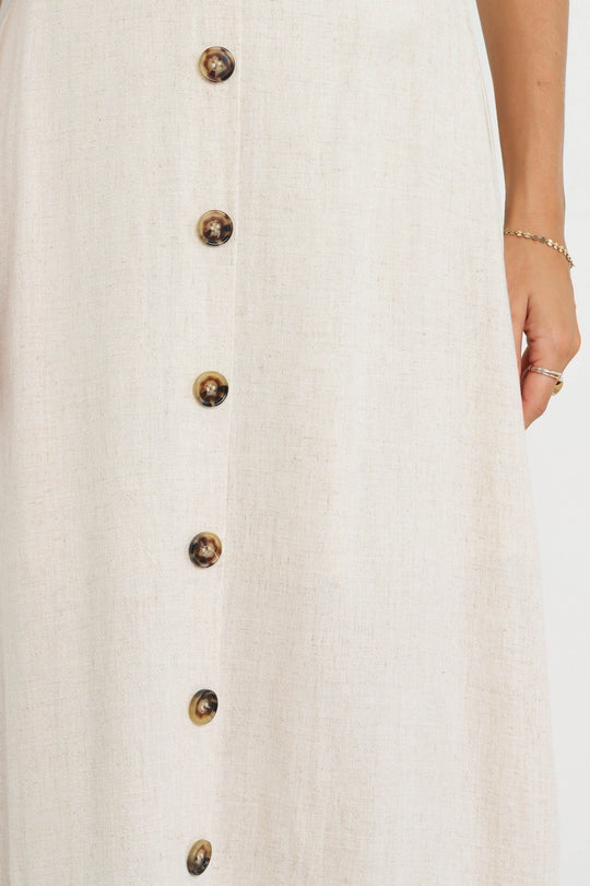 Spring Summer Single Breasted Elastic Waist Mid Waist Classic Skirt