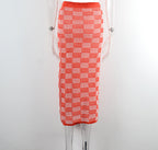 Summer Clothes Beach Skirt Hollow Out Cutout Chessboard Plaid Bikini Seaside Skirt Knitted Dress Women Bella Mia