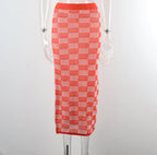 Summer Clothes Beach Skirt Hollow Out Cutout Chessboard Plaid Bikini Seaside Skirt Knitted Dress Women Bella Mia
