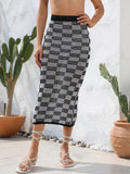 Summer Clothes Beach Skirt Hollow Out Cutout Chessboard Plaid Bikini Seaside Skirt Knitted Dress Women Bella Mia