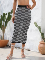Summer Clothes Beach Skirt Hollow Out Cutout Chessboard Plaid Bikini Seaside Skirt Knitted Dress Women Bella Mia