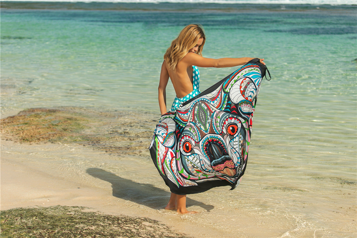 Summer Sexy Shawl Beach Dress Vacation Skirt Spaghetti Strap Floral Print Skirt Bella Mia