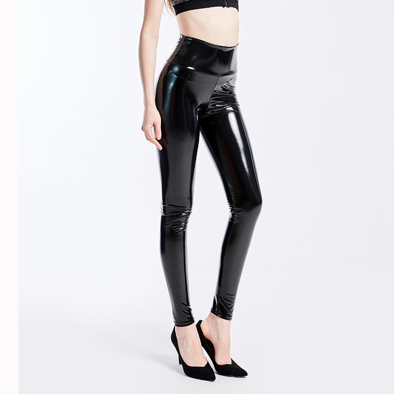 Coated Mirror High Elastic Leggings Sexy High Waist Latex Bright Leather Women Trousers Bella Mia