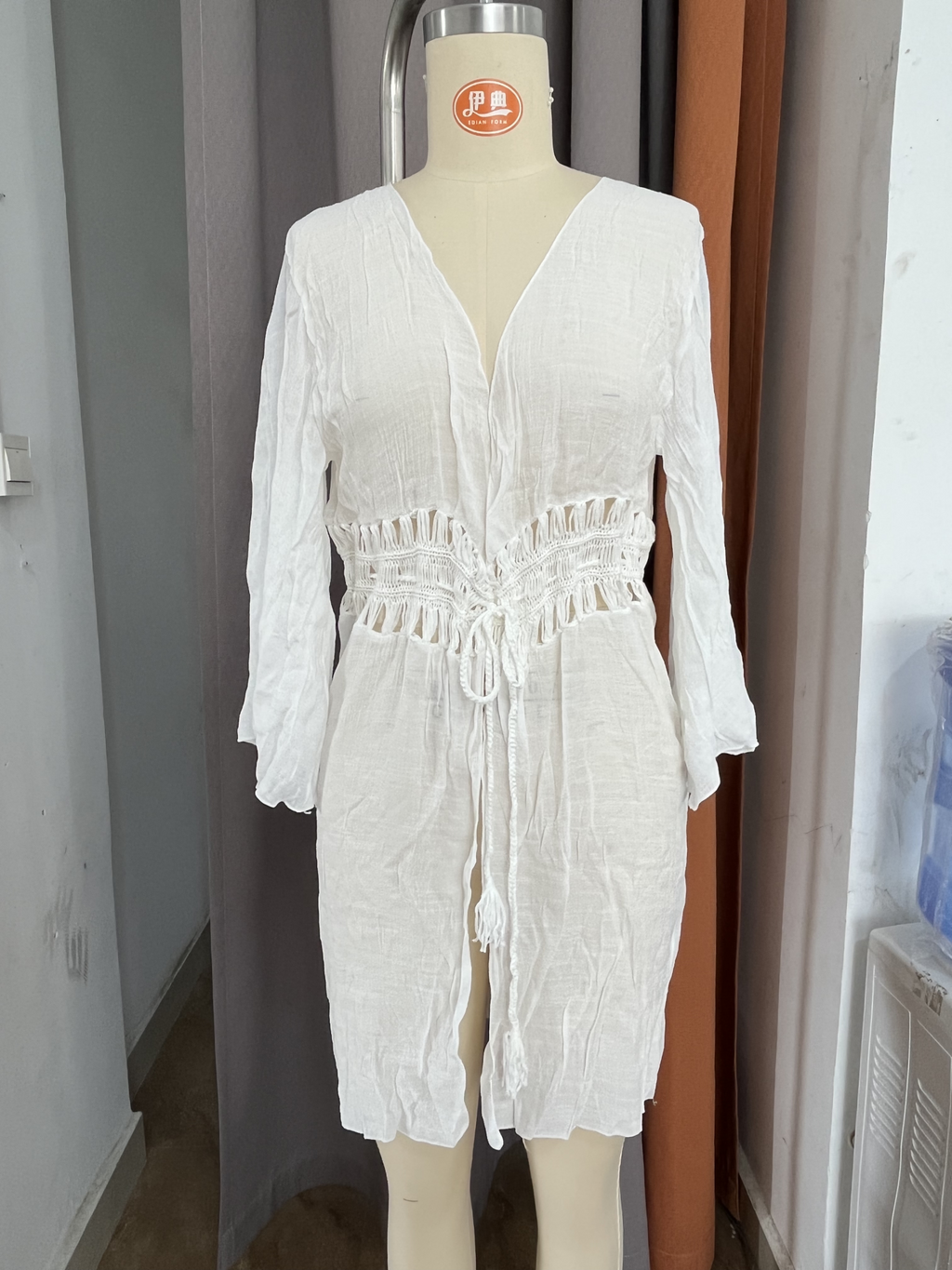 Stitching Hand Crocheting Beach Cover up Sexy Cutout Bell Sleeve Vacation Skirt Beach Cover Up Bella Mia