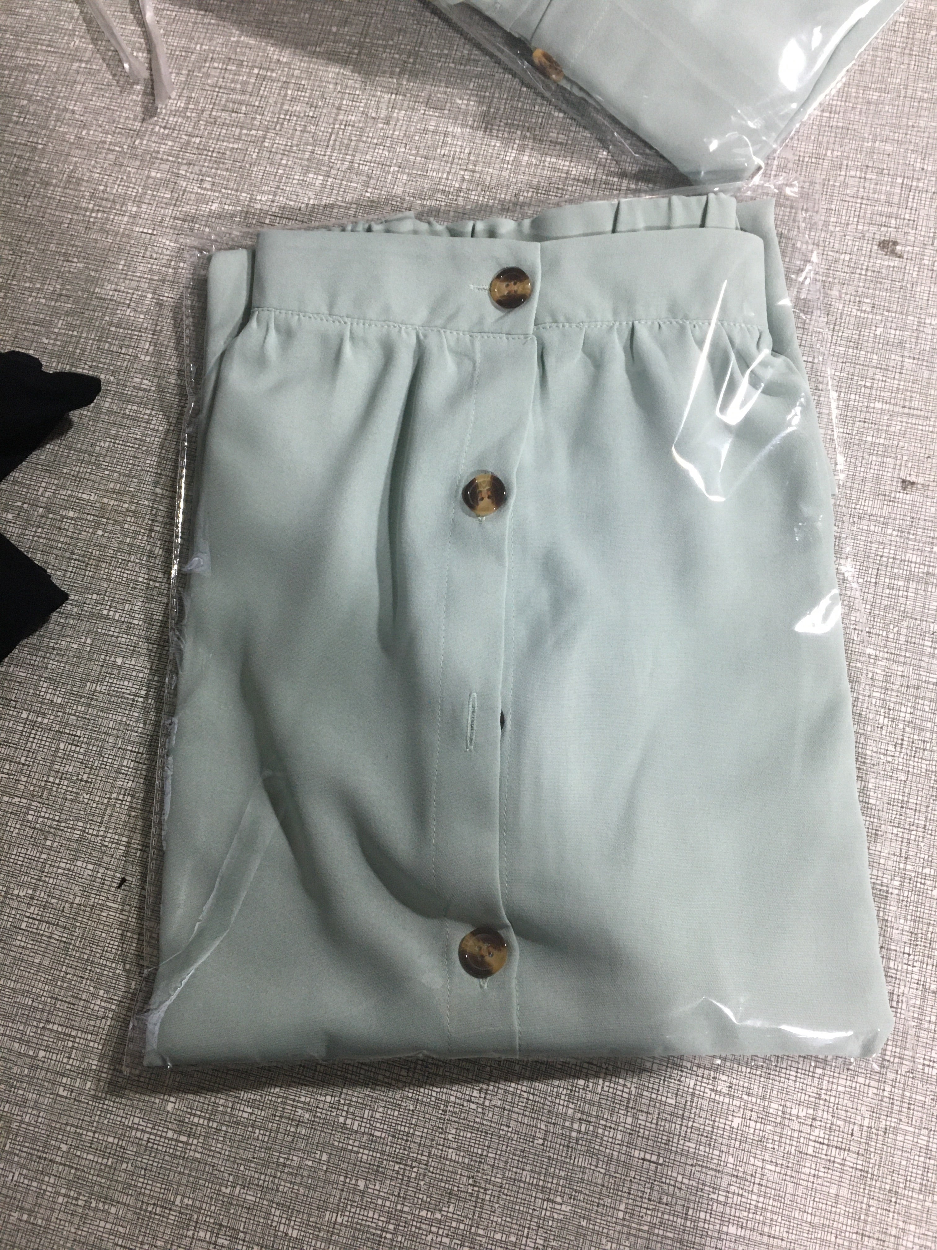 Spring Summer Single Breasted Elastic Waist Mid Waist Classic Skirt