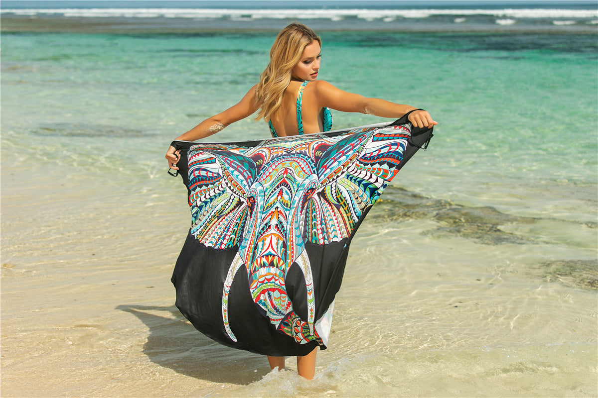 Summer Sexy Shawl Beach Dress Vacation Skirt Spaghetti Strap Floral Print Skirt Bella Mia