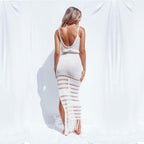 Knitted Waist Pull Belt Beach Cover up Sexy Cutout Maxi Dress Casual Vacation Beach Cover Up Bella Mia