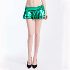 Sexy Double Layer Miniskirt Faux Leather Low Waist Skirt Sexy Dress Performance Wear Bella Mia