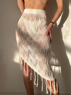 Beach Cover Up Bikini Tassel Seaside Skirt Sun Protection Sexy Cutout Overskirt Bella Mia