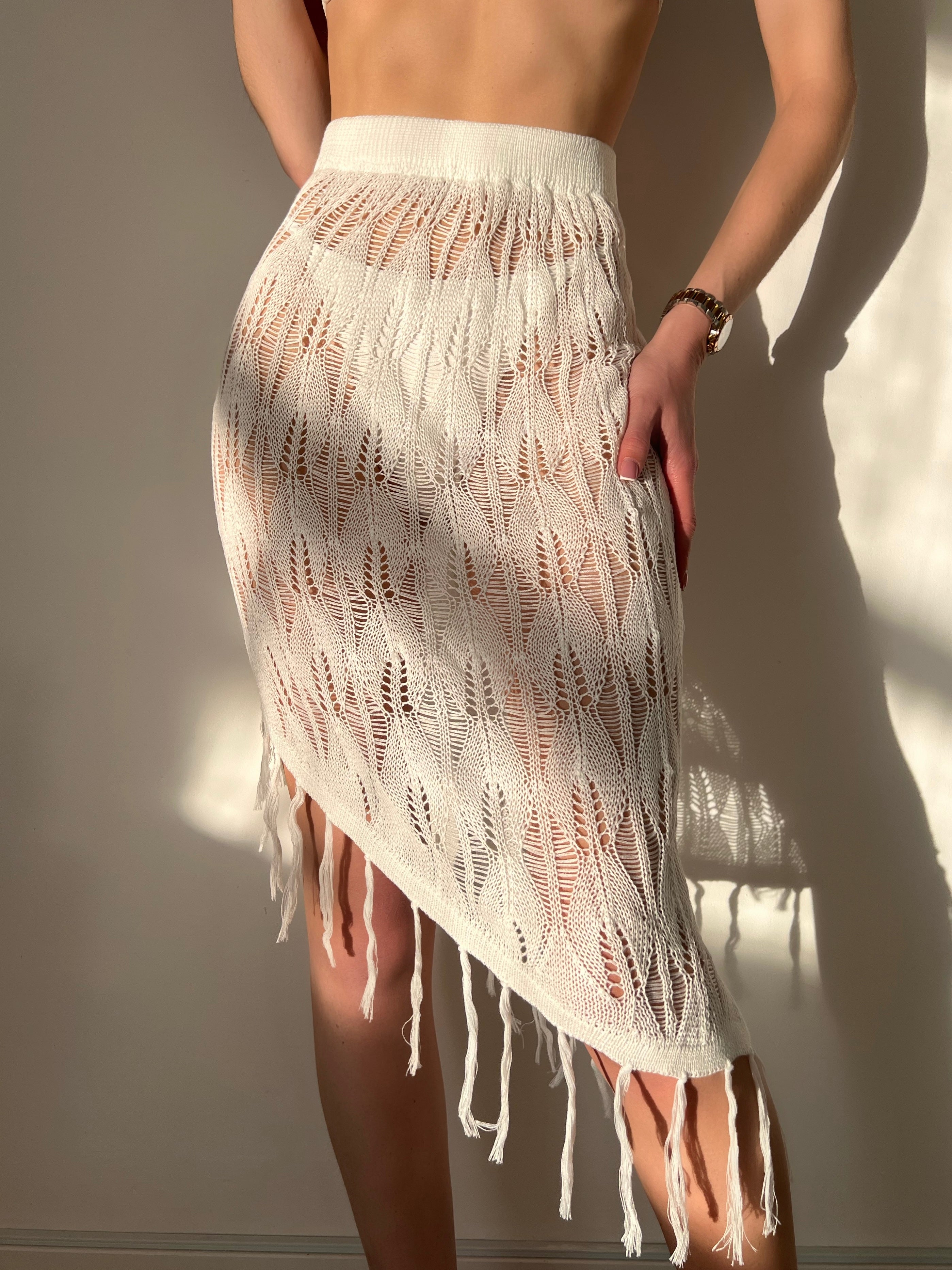 Beach Cover Up Bikini Tassel Seaside Skirt Sun Protection Sexy Cutout Overskirt Bella Mia