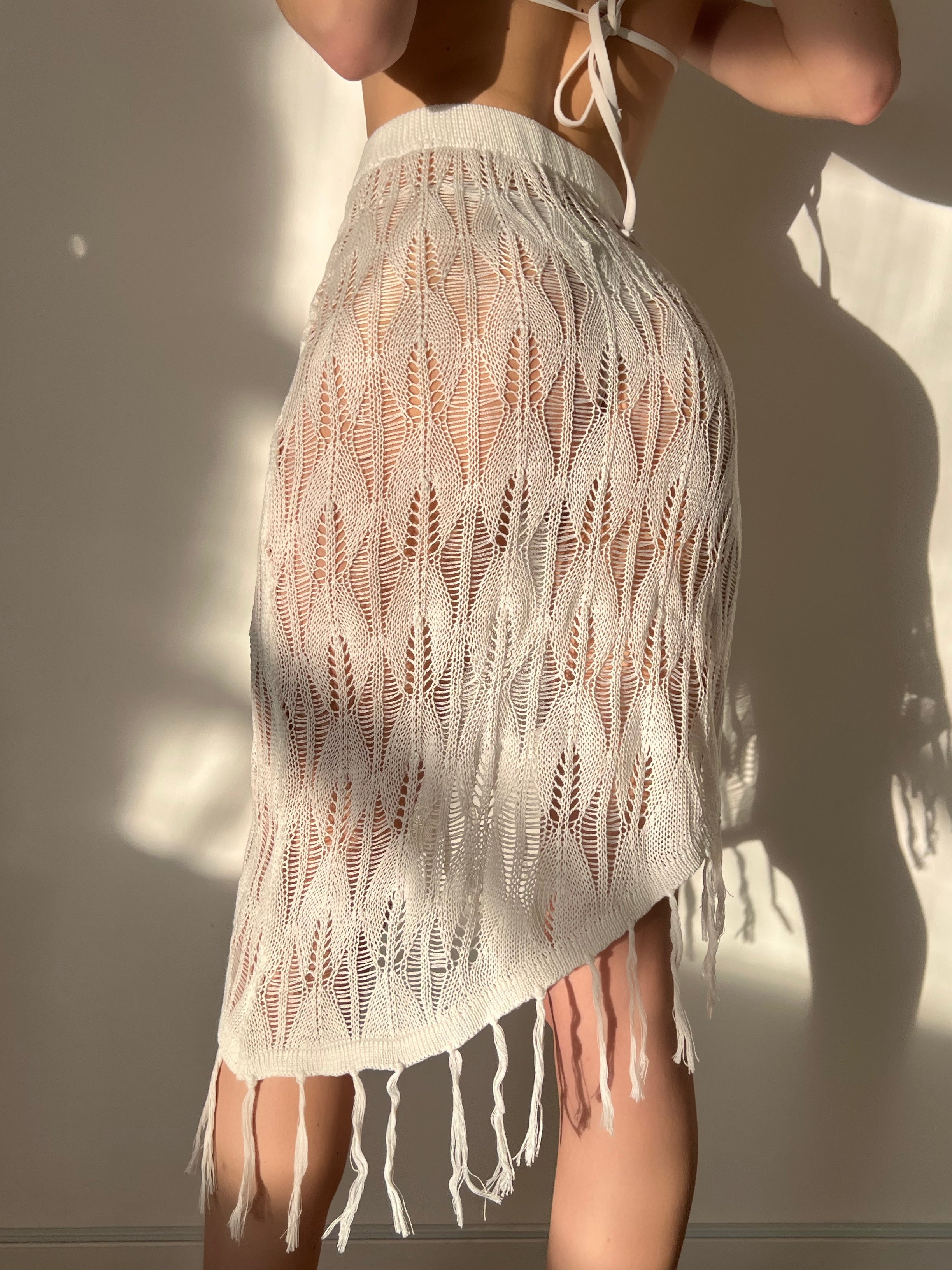 Beach Cover Up Bikini Tassel Seaside Skirt Sun Protection Sexy Cutout Overskirt Bella Mia