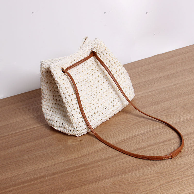 Simple Straw Bag One Shoulder Crossbody Straw Bag Woven Bag Women Seaside Vacation Beach Bag Bella Mia