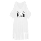 Cotton Tassel off-Shoulder Printing Loose Beach Bikini Swimsuit Blouse Coat Sun Protection Cover Bella Mia