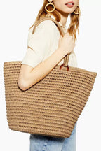 Straw Bag Simple Straw Bag Shoulder Portable Large Capacity Women Bag Summer Vacation Beach Bag Woven Bag Bella Mia