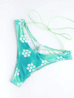 Bikinx Floral Print Criss Cross Halter Bikini Swimsuit Crisscross Bella Mia