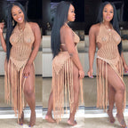 Women Clothing Long Tassel Woven Two Way Tassel Beach Dress Bella Mia