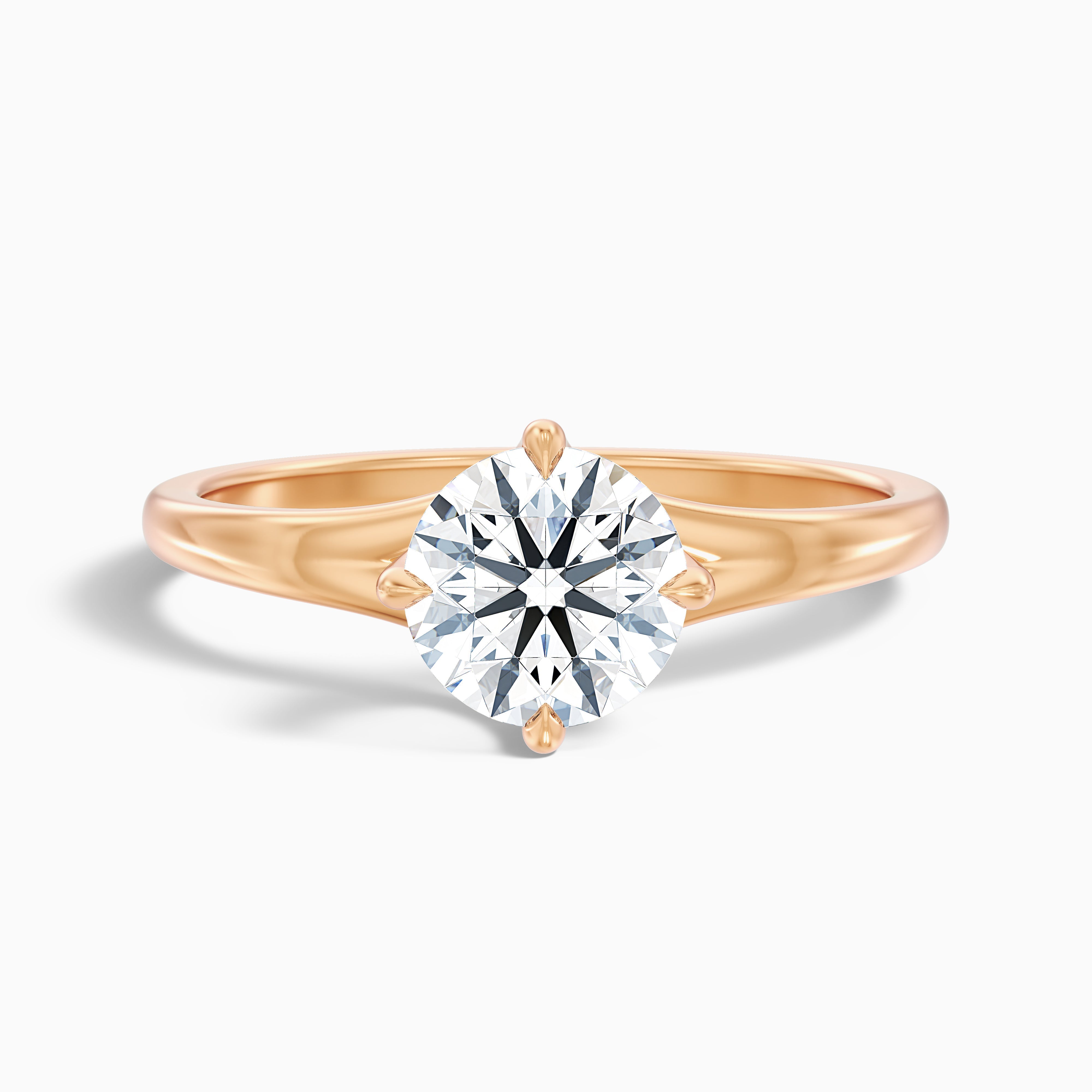 Nelli 1 Carat Round Cut Solitaire Lab Grown Diamond Ring in 18k Rose Gold