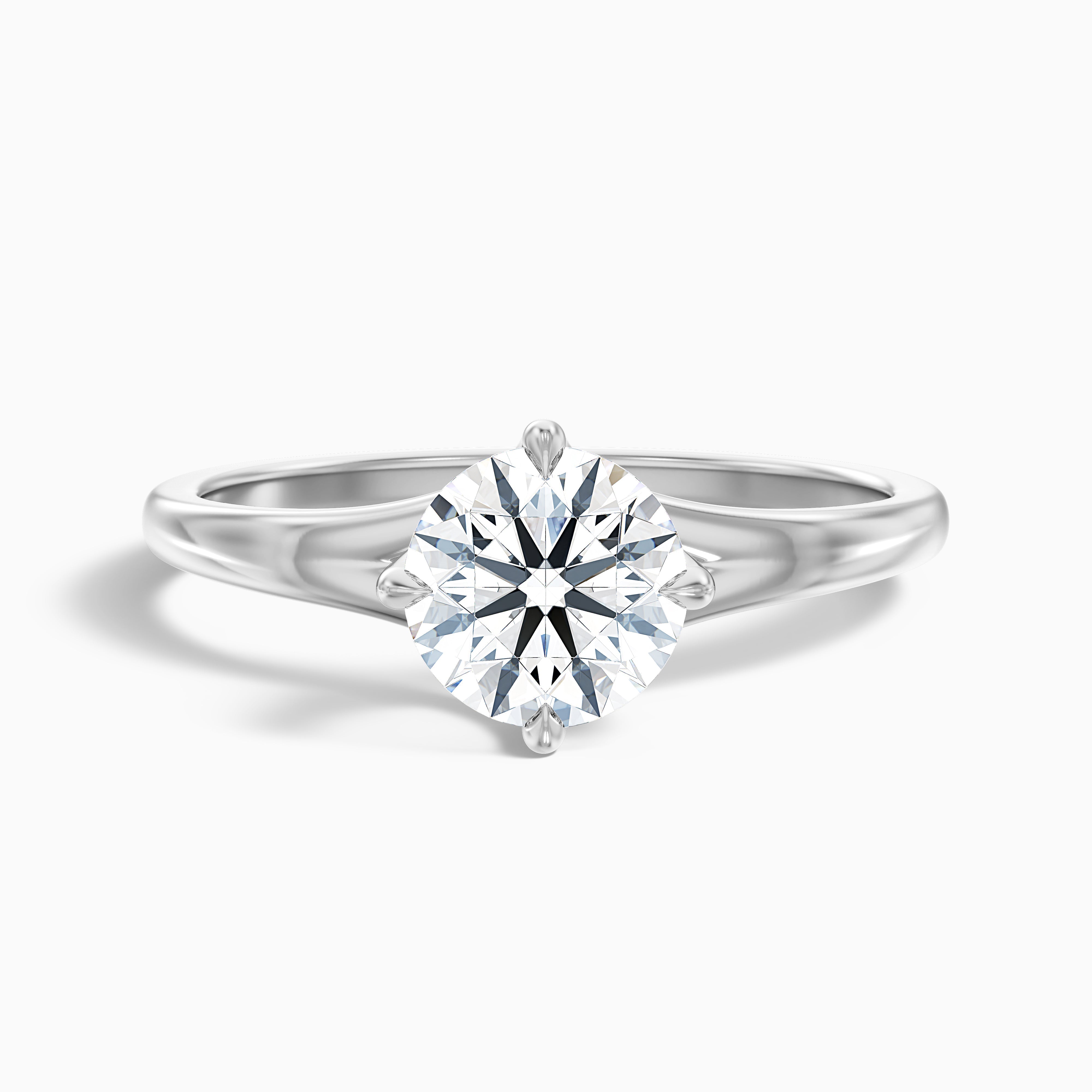 Joy 4 Carat Round Cut Solitaire Moissanite Engagement Ring in 14k White Gold