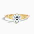 Joy 3.5 Carat Round Cut Solitaire Moissanite Engagement Ring in 18k Yellow Gold