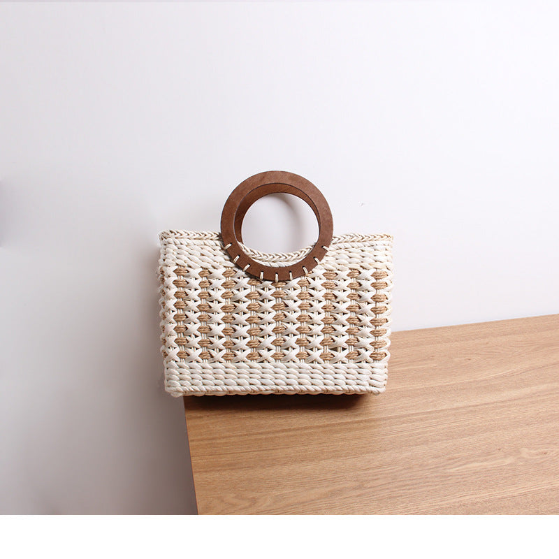 Vintage Stripe Straw Bag Corn Fur Bag Woven Bag Beach Bag Mori Large Capacity Vacation Rattan Weave Bag Bella Mia
