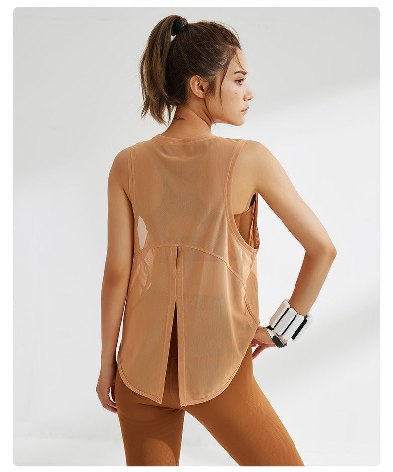 Mesh Breathable Sports Blouse Women Running Workout Quick Drying T shirt Sleeveless Vest Yoga Clothing Top Bella Mia