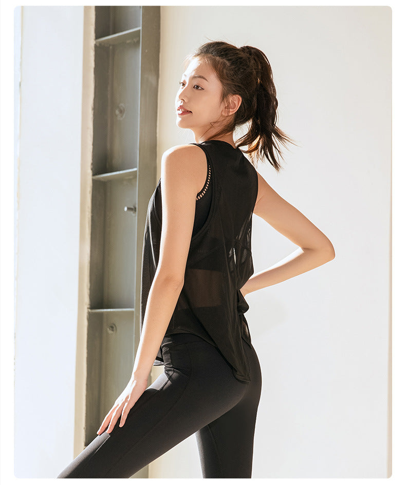 Mesh Breathable Sports Blouse Women Running Workout Quick Drying T shirt Sleeveless Vest Yoga Clothing Top Bella Mia