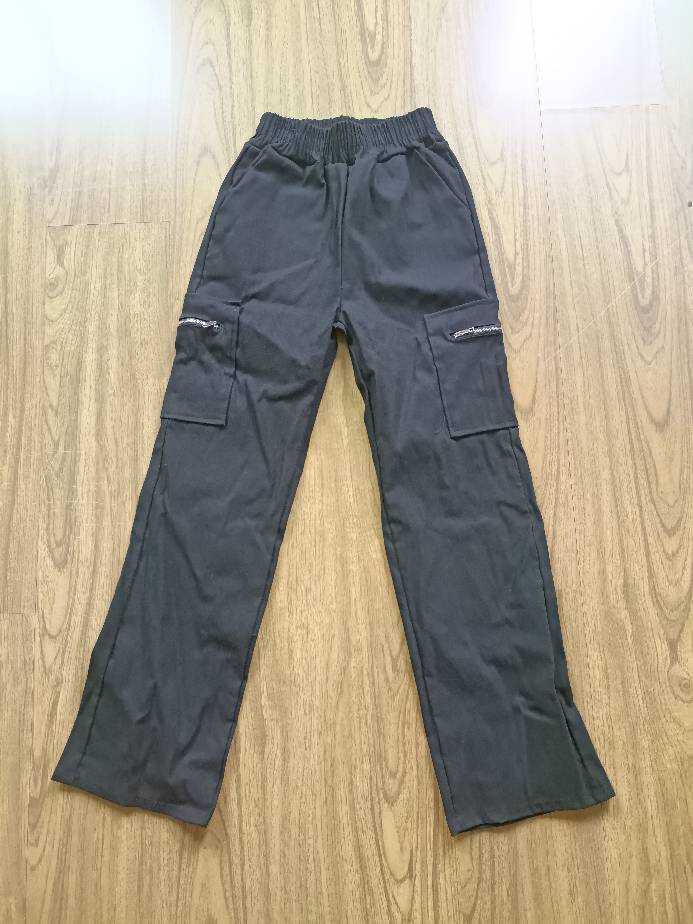 Trendy Women Pants Trendy Cargo Pants Pocket Zipper Trousers Loose Street Straight Leg Pants Mop Trousers Bella Mia