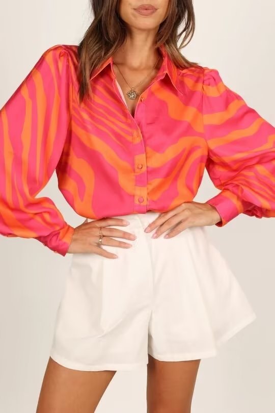 Loose Shirt Spring Autumn Floral Elegant Printed Cardigan Single Breasted Long Sleeve Shirt Bella Mia